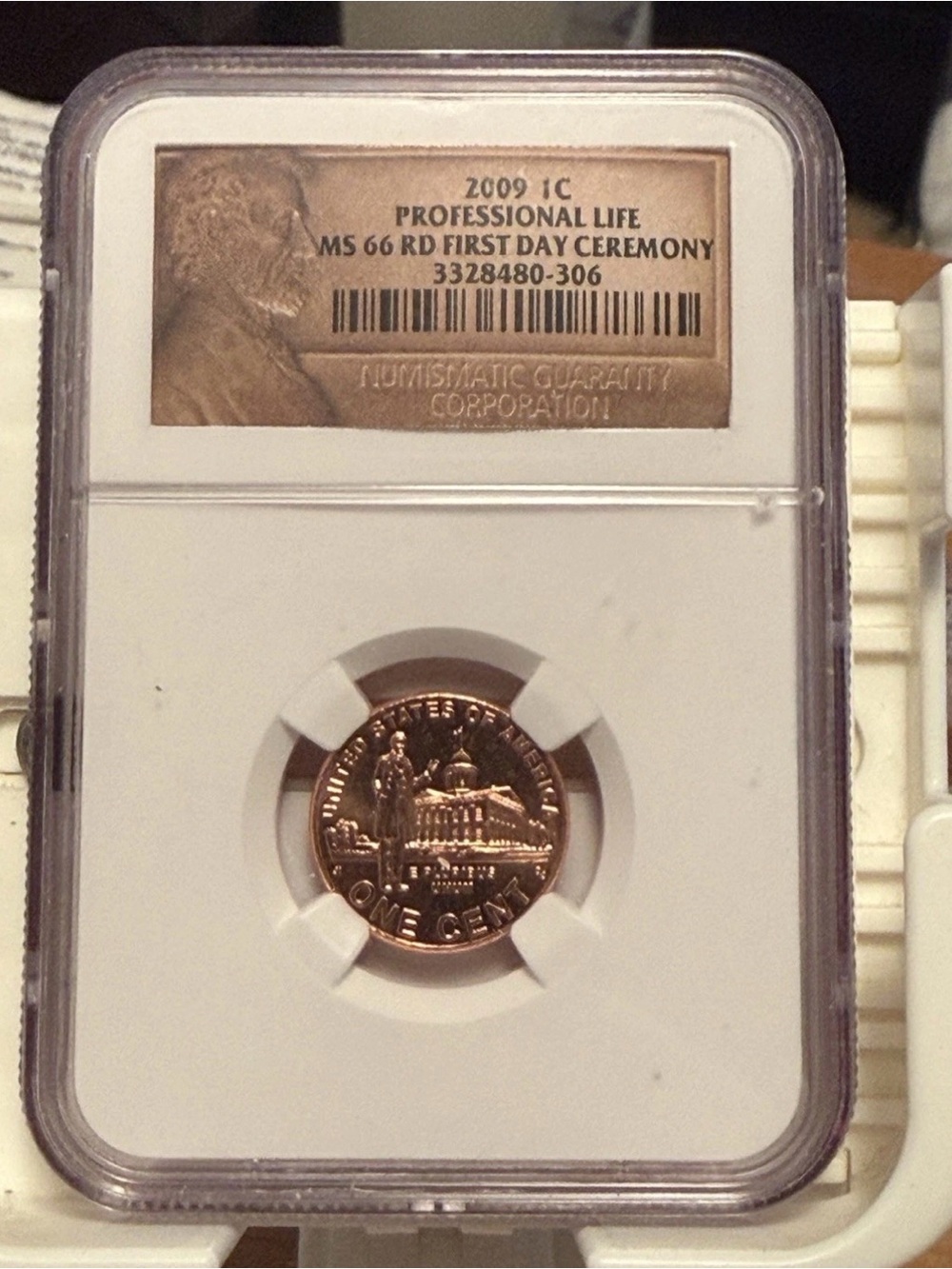WN8 - 2009 Lincoln Cent Professional Life NGC MS66RD First Day of Ceremony